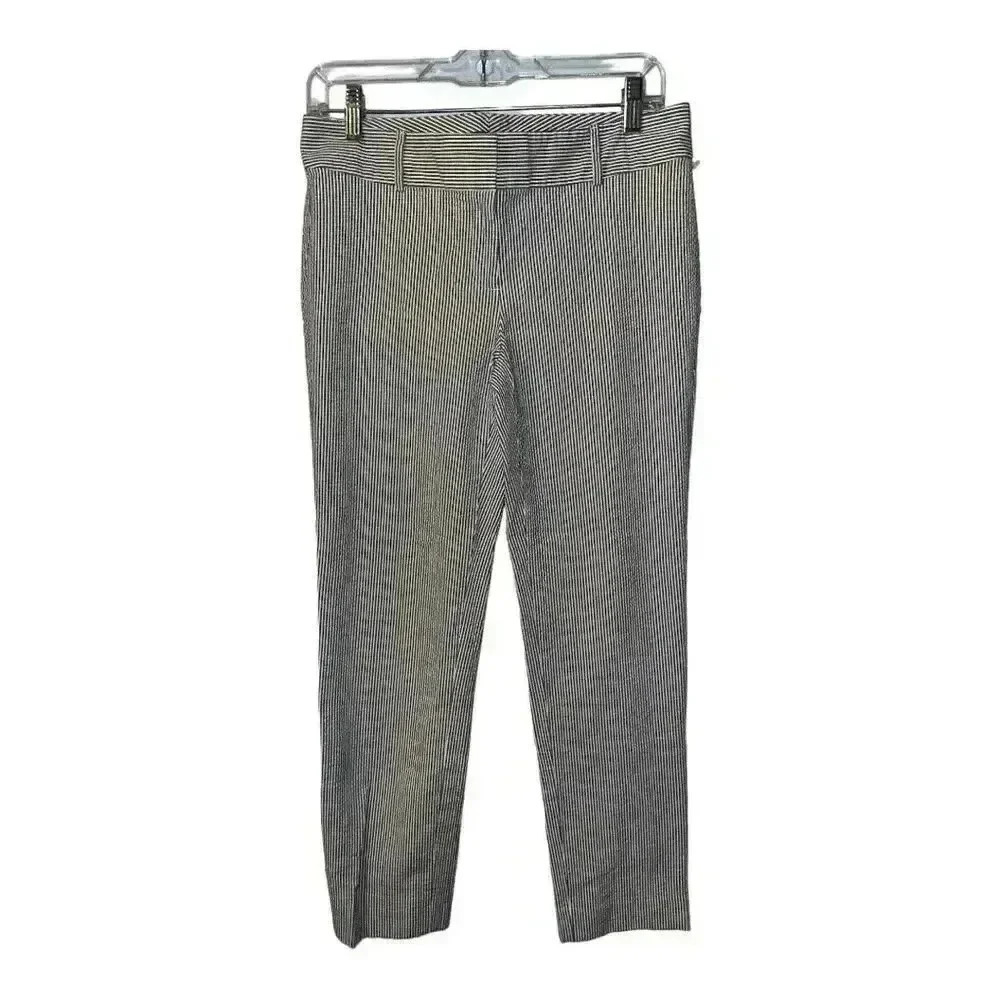 Ann Taylor Gray/White Striped Casual Ankle Pants, Size 4
